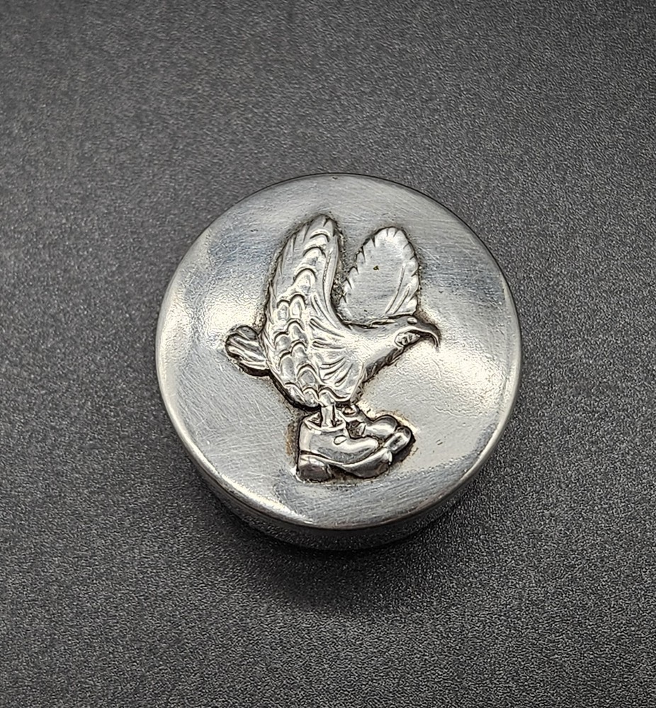 Vintage Silver 800 with Engraved Repousse Eagle Pill Box/Snuff Box/70s