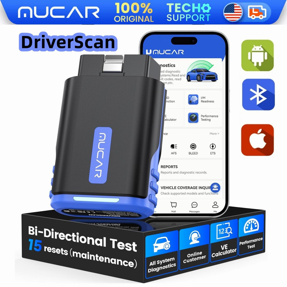 MUCAR DriverScan Bluetooth OBD2 Car Diagnostic Scanner Full System Active Test