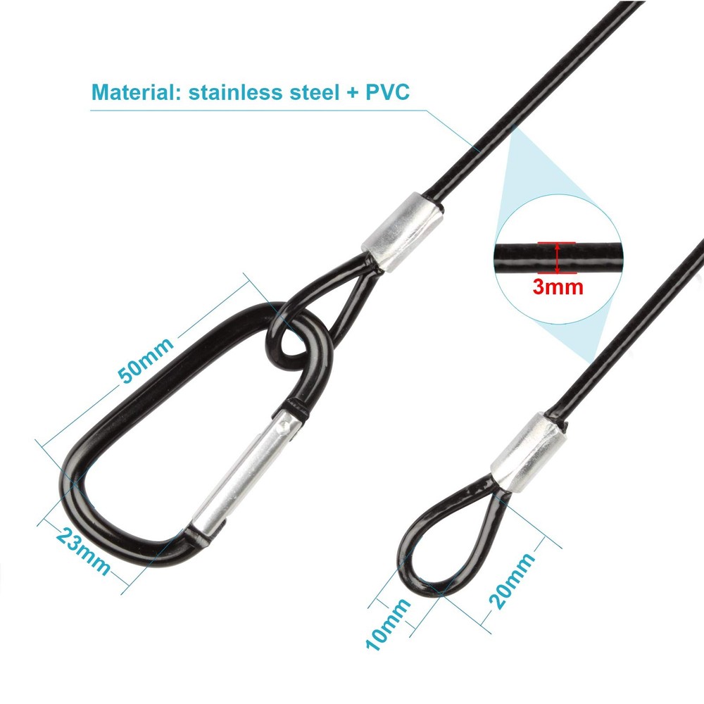 MOUNTAIN_ARK 20 Pack 20" Black Safety Security Cable for DJ Stage 20",