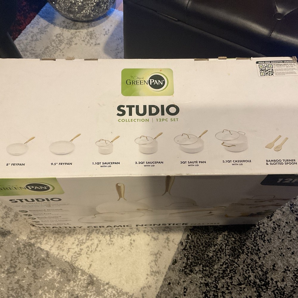 Studio 12-Piece Ceramic Nonstick Cookware Set in Linen