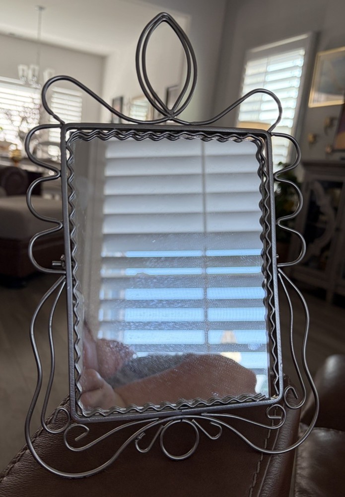 Beautiful Vintage 1999 Ikea Silver Scroll Vanity Desk Mirror