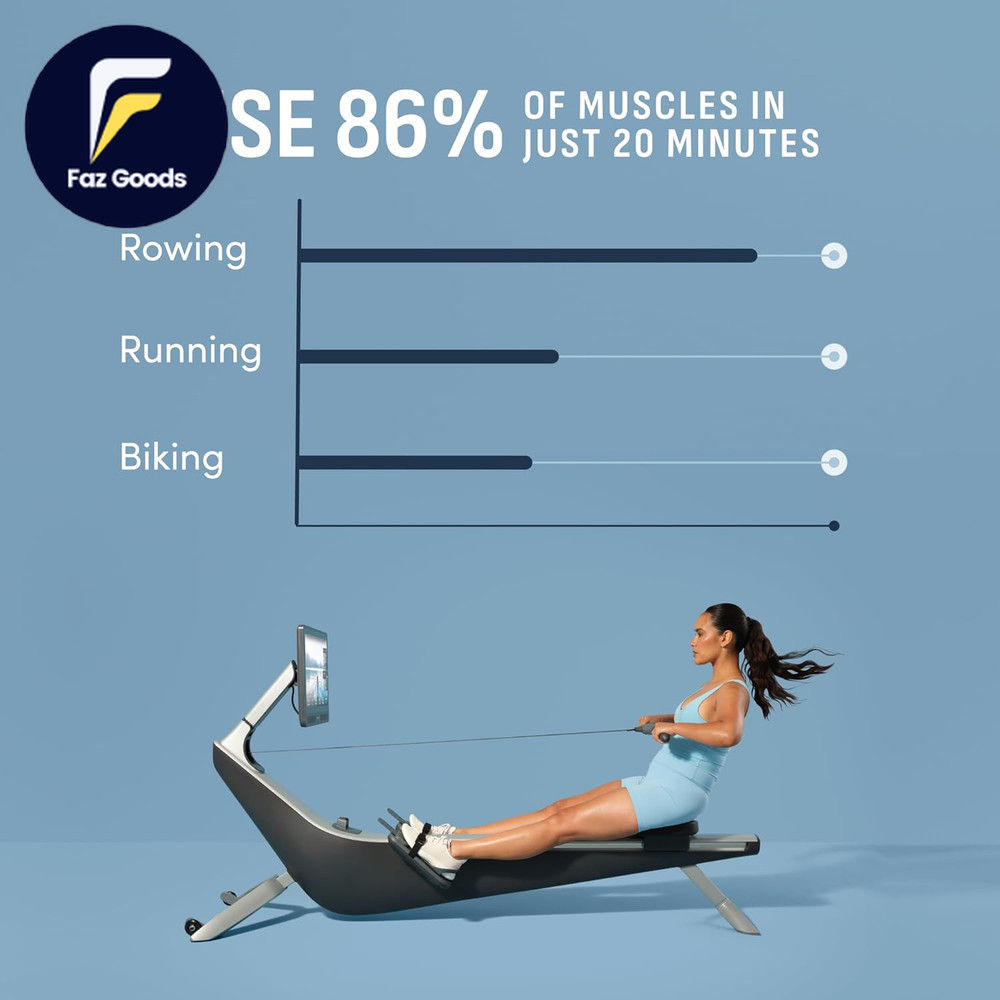 Origin Rowing Machine with Immersive 22" HD Rotating Screen Stows Upright
