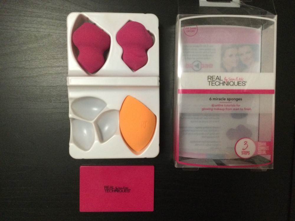 Real Techniques 3 Miracle Sponges Partial Set Face & Contour w/Mirror New
