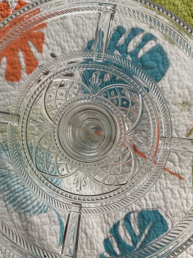Vintage EAPG, Clear Glass Cake Stand, 11” Diameter!