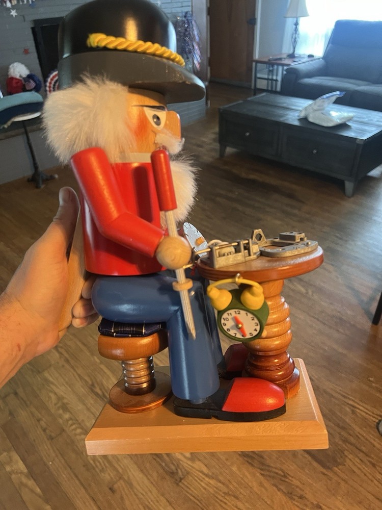 Steinbach Clock Maker Nutcracker Music Box 13" Germany Excellent