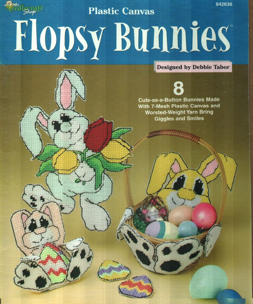 FLOPSY BUNNIES BASKET COASTERSFRAME 8 DESIGNS PLASTIC CANVAS PATTERN BOOK