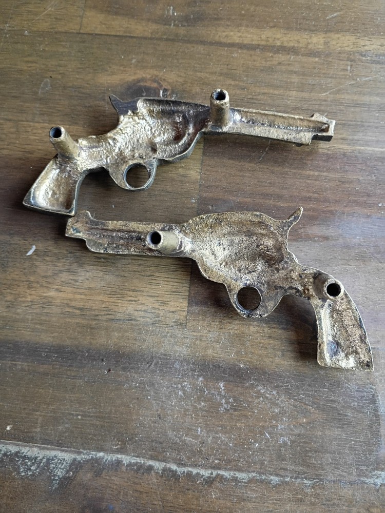 Vintage Brass Pistol Revolver Drawer Pulls
