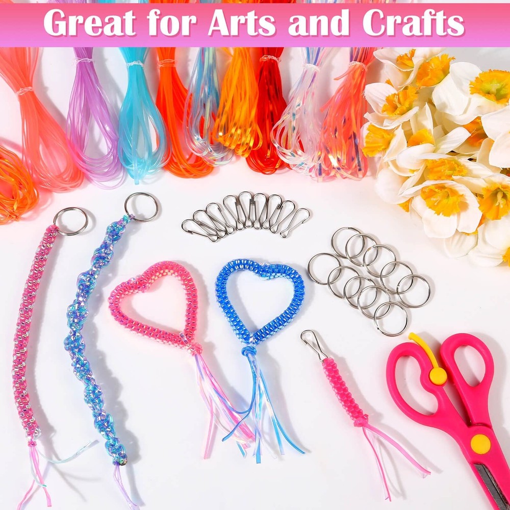 Boondoggle Craft Kit, 25 Plastic Lacing Strings, 20 Clips, Multicolor