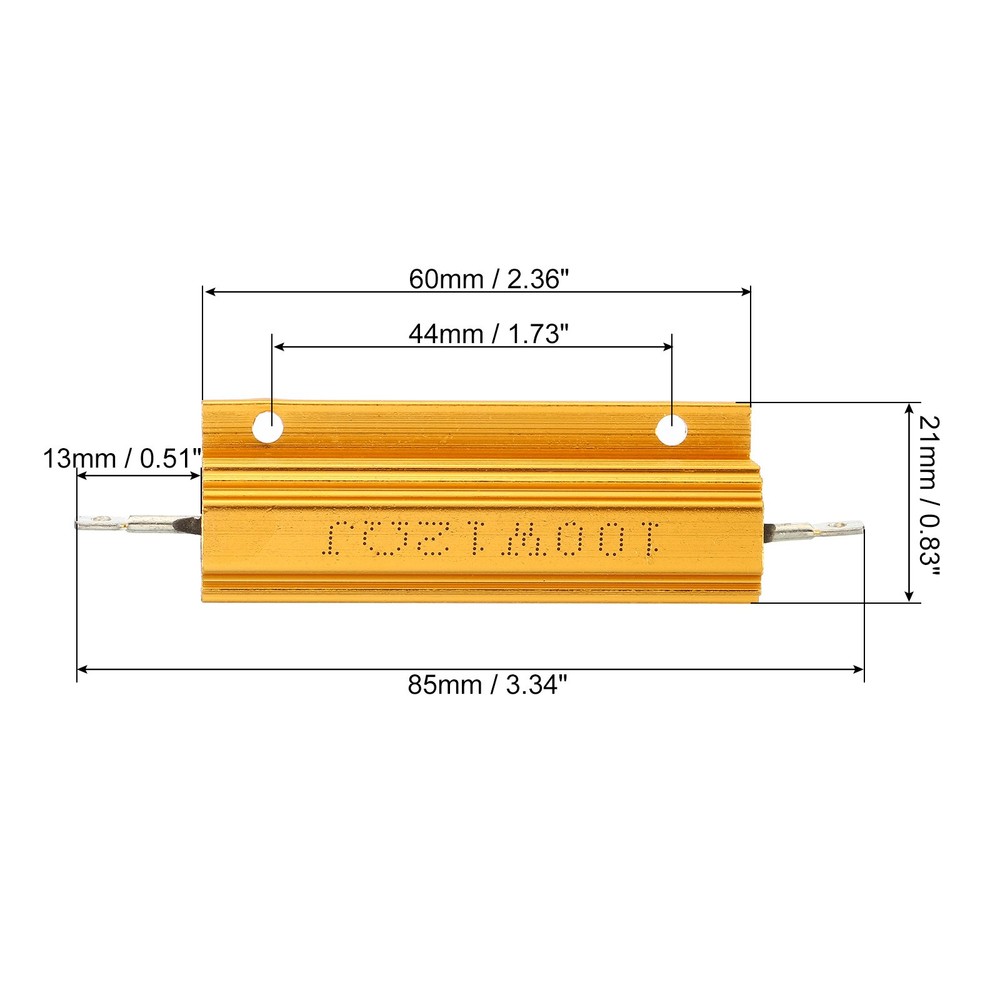 100W 12 Ohm Aluminum Shell Resistor Housing Resistor Wirewound Resistors 2pcs