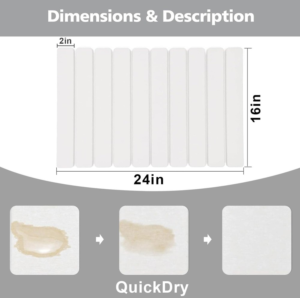 Large Stone Dish Drying Mat Kitchen Counter,Equipped Dish Rack Diatomaceous