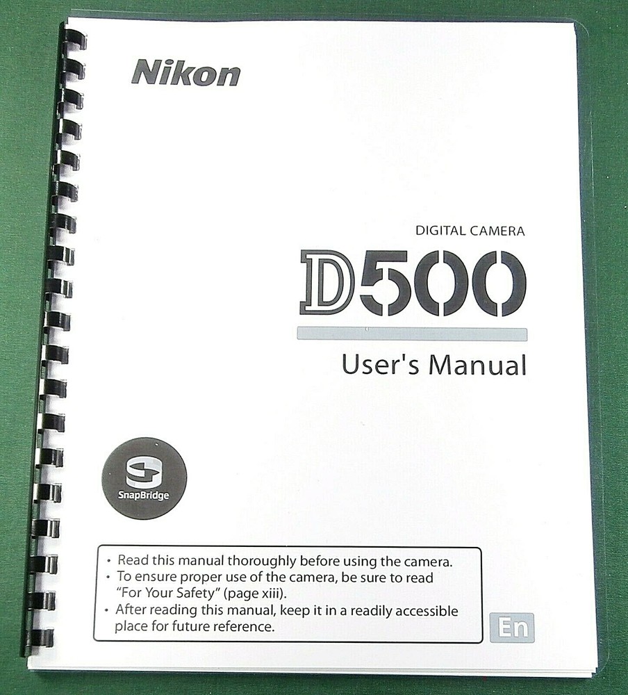Nikon D500 User's / Instruction Manual: 428 Pages & Protective Covers