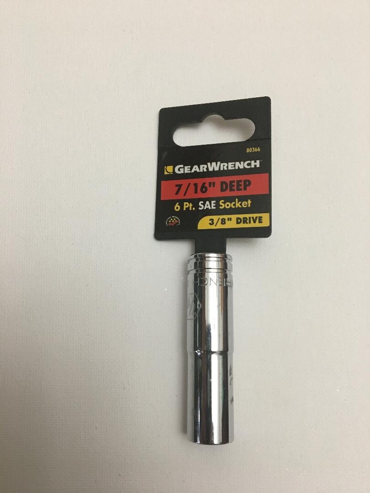 GearWrench 80366 3/8" Drive 6 Point Deep SAE Socket 7/16"