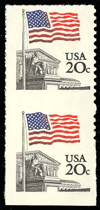 1894b, Mint NH 20¢ Flag - Vertical Pair Imperforate Between Error - Stuart Katz