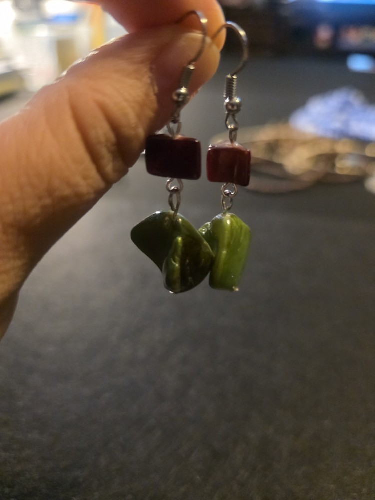 Vgt Green And Red Earrings Glass