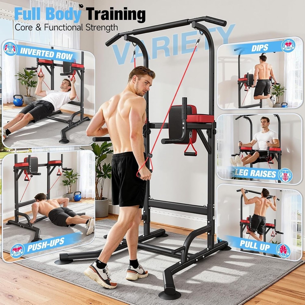 Power Tower Pull Up Bar Dip Station Assistive Trainer Multi-Function Home Gym