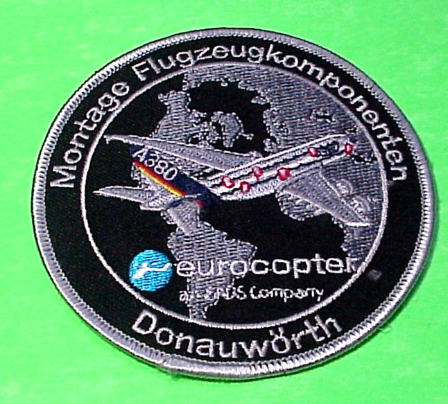 DONAUWORTH  EUROCOPTER  A380 MONTAGE FLUGZEUGKOMPONENTEN  4"  PATCH
