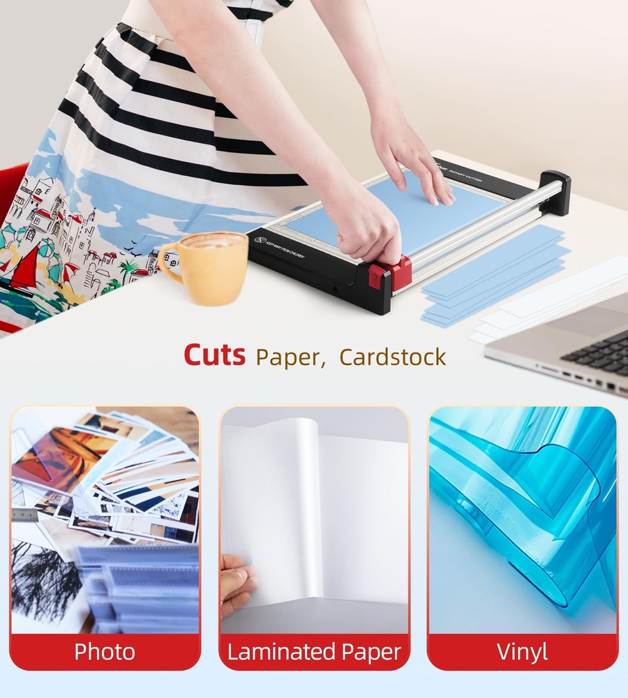 12" Rotary Paper Trimmer with Replaceable Blade, Heavy Duty 10-Sheet Capacity...