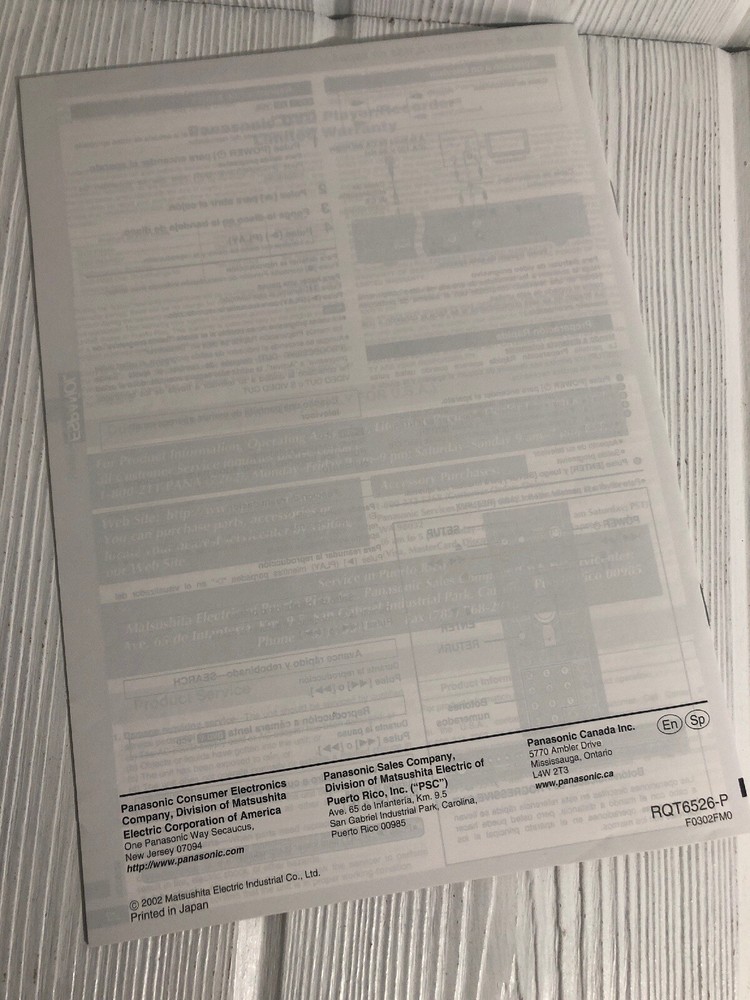 Panasonic DVD/CD PLAYER OPERATING INSTRUCTIONS MANUAL DVD-RP62