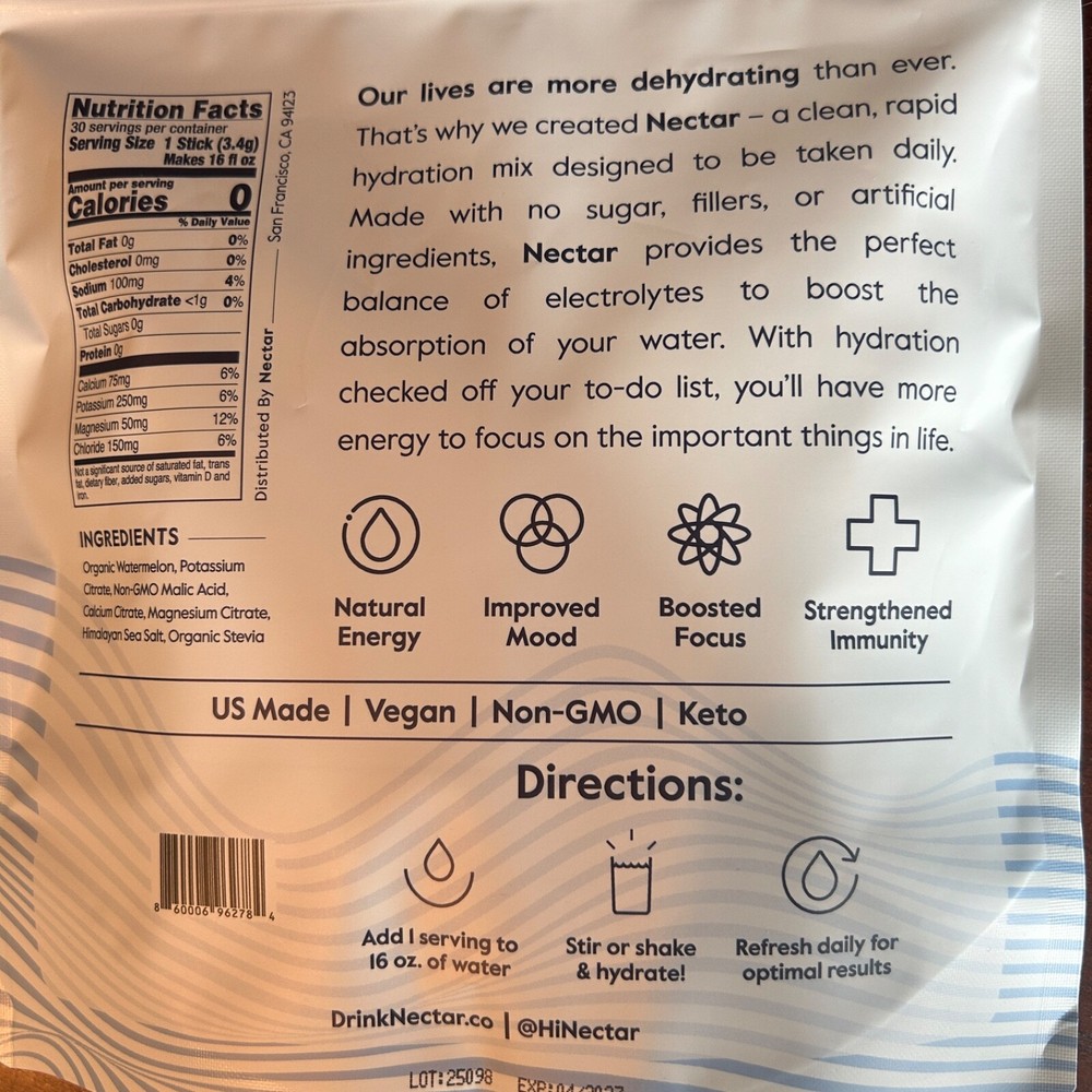 Nectar Hydration Essential Daily Hydration Watermelon Flavor