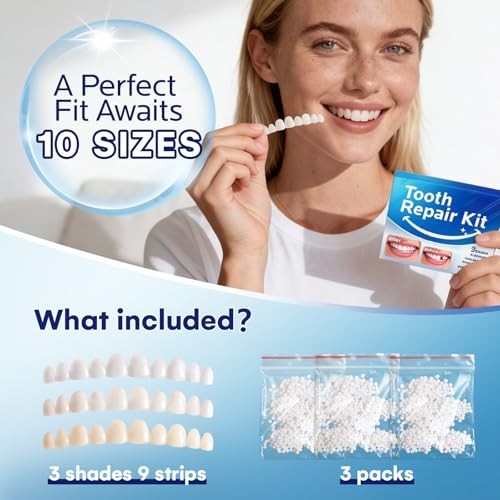 Temporary Tooth Repair Kit - Replace Missing or Broken Teeth, Moldable False Tee
