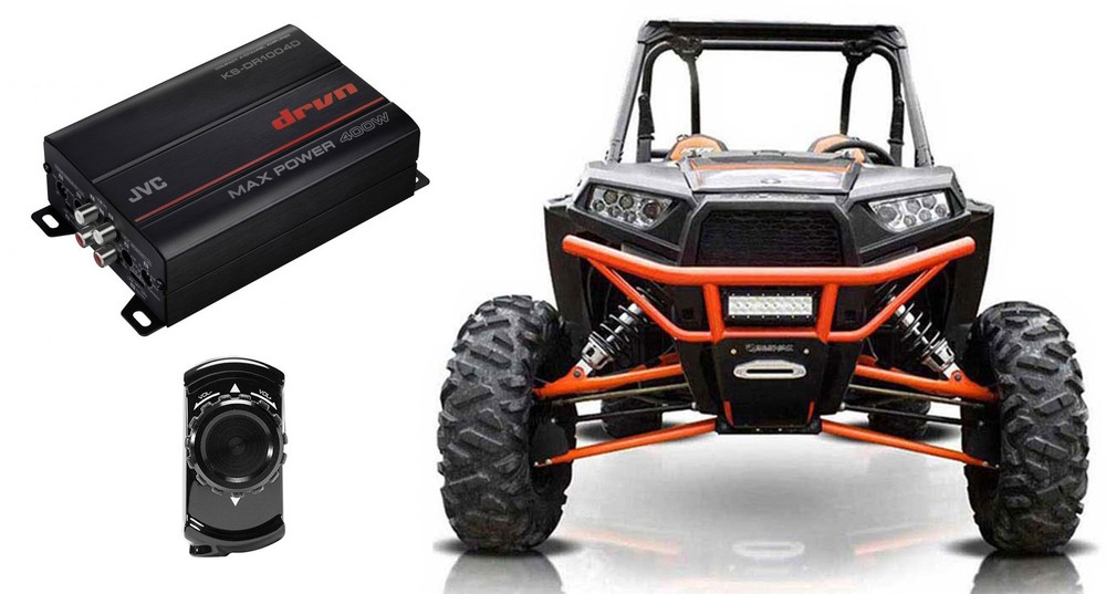 JVC KS-DR1004D 4-Channel Amplifier+MB Quart Bluetooth Controller 4 RZR/ATV/UTV