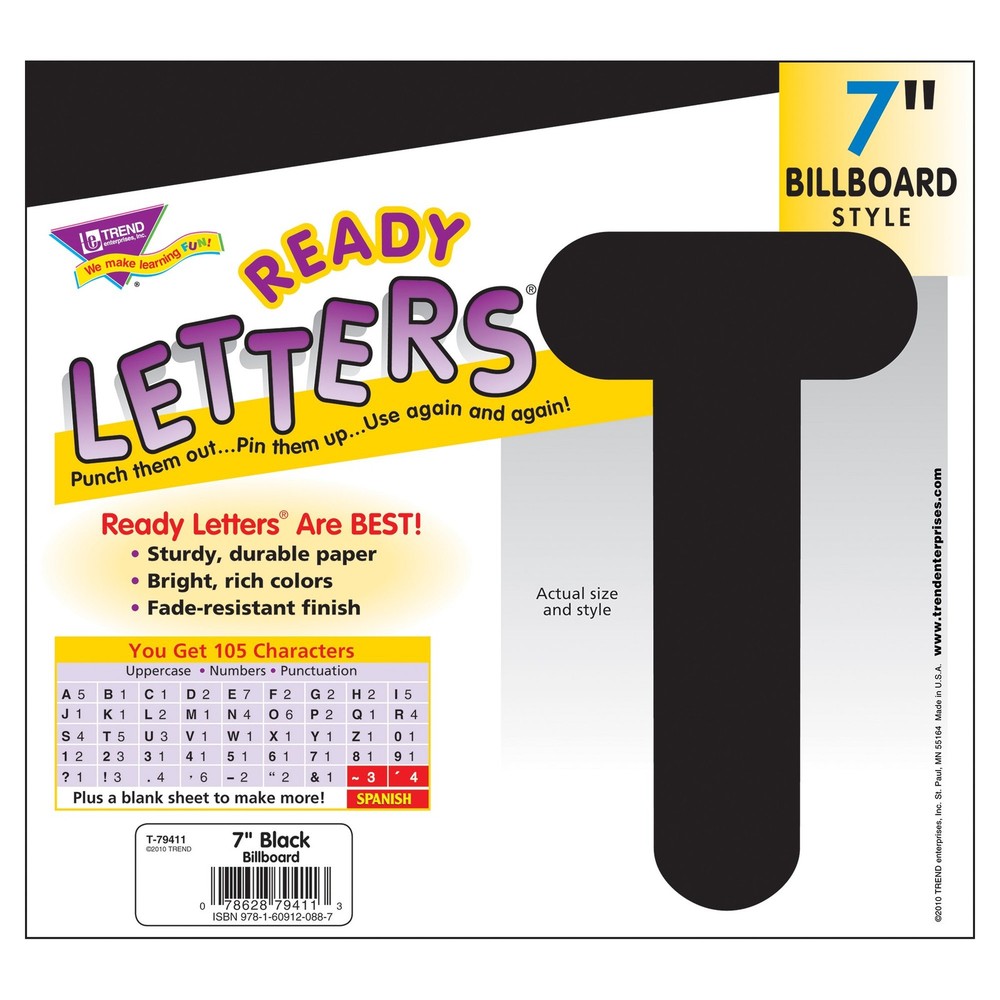 Billboard Uppercase Letters Bulletin Board Decor 7 Inch Black 105 PCS