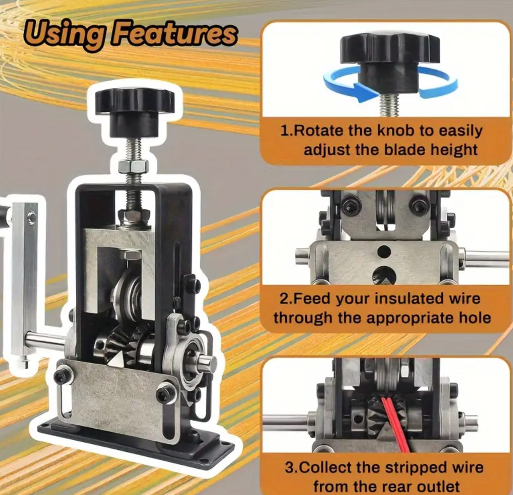 Manual Wire Stripping Machine Drill Powered Hand Crank Wire Stripper Tool 1.5-30