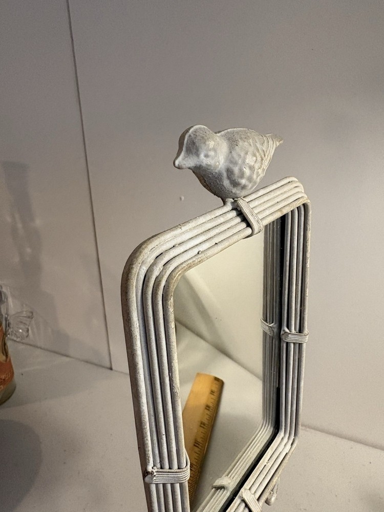 Cast Iron Mirror on Stand with Bird