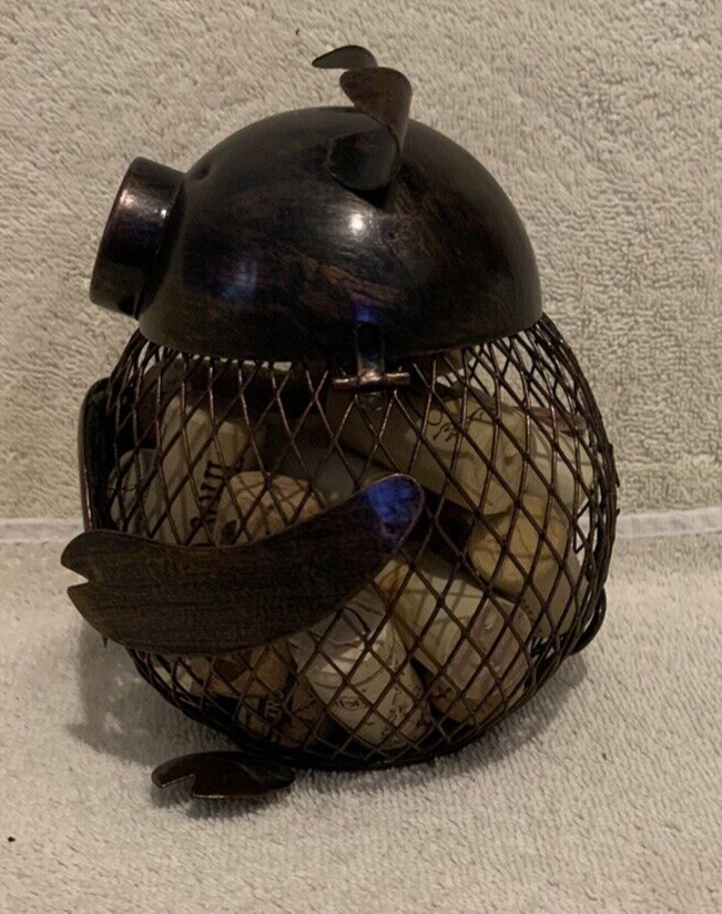 Antique Copper PIG WINE CORKS Holder Figurine 6x4 - EUC
