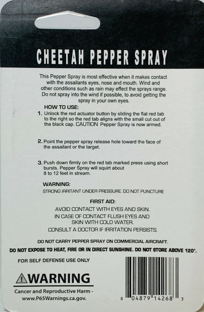 Cheetah Pepper Spray Maximum Strength Leather Case Security Black NEW