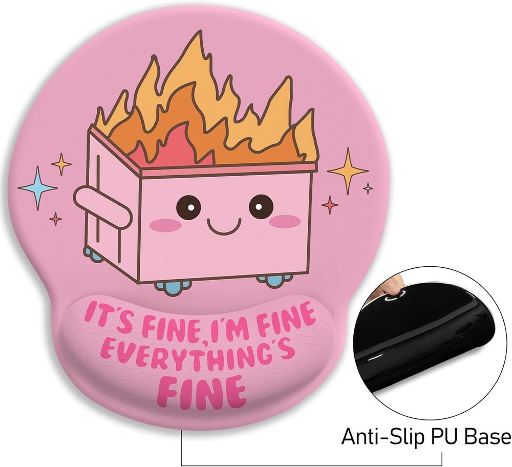 Funny Cute Mouse Pad with Wrist Rest, Dumpster on Medium, 0