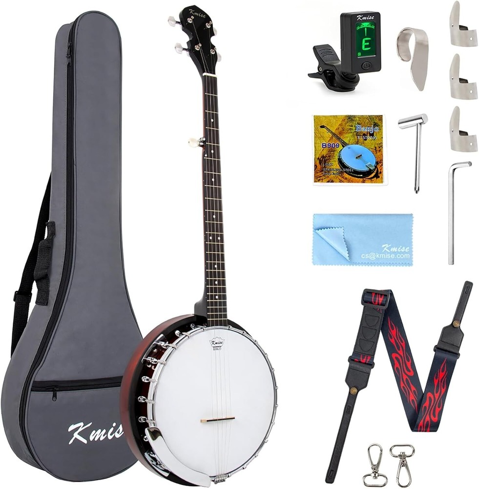 Sapele Back Full Size 5-String Resonator Banjo - Complete Starter Pack Included