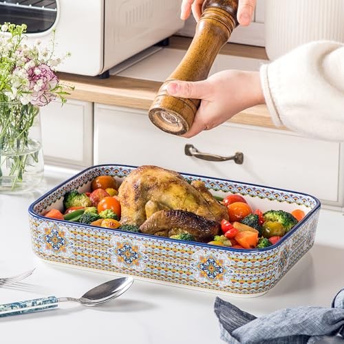 Casserole Dishes for Oven, Ceramic Baking Dishes Set of 3, Rectangular Lasagna