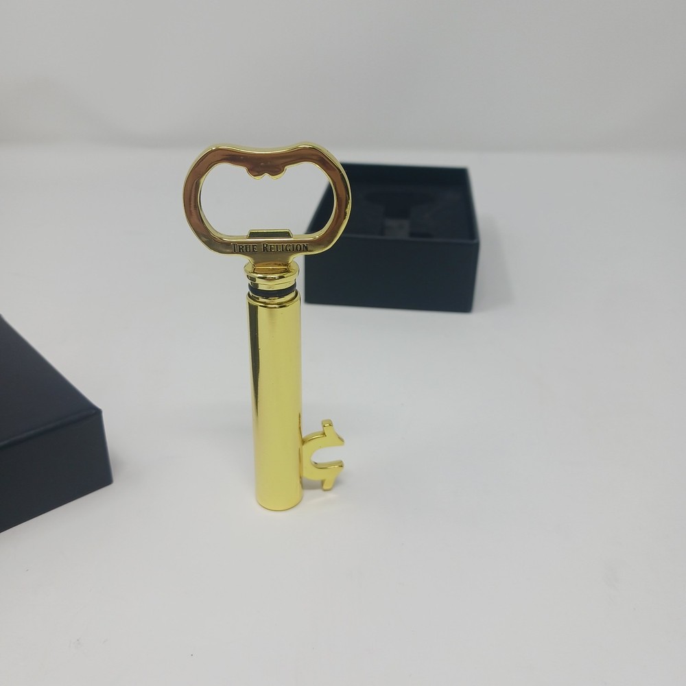 True Religion Gold Tone Key Shaped Corkscrew