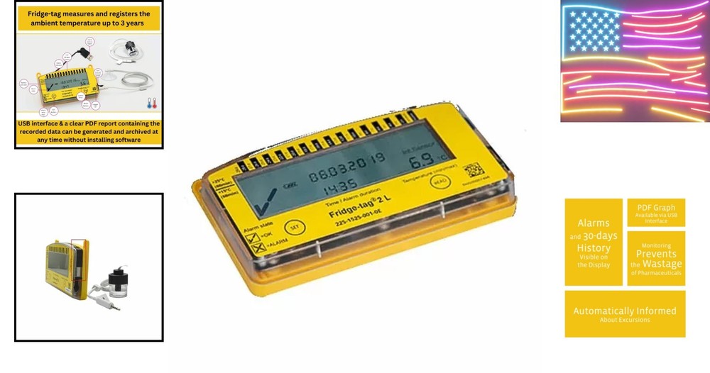 2 L Refrigeration Version, Temperature Data Logger, Monitor with Sensor and A...