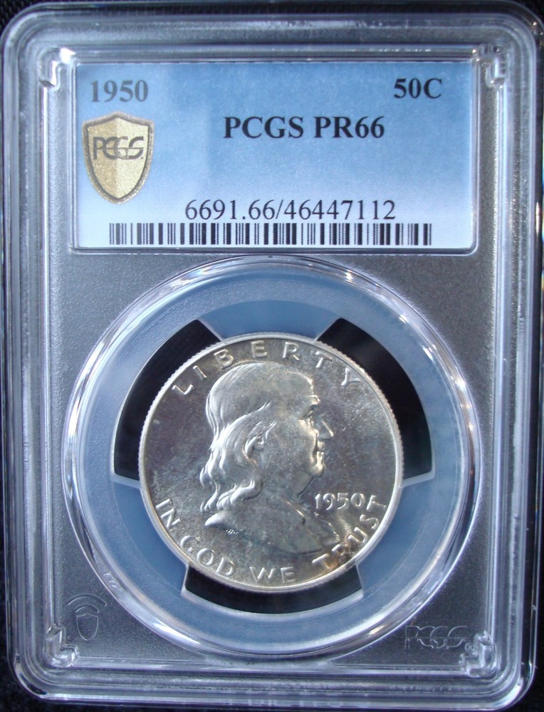 1950 Proof Franklin Silver Half Dollar - PCGS PR 66 - Gold Shield