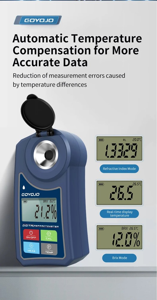 Digital Fruit Refractometer Brix Meter 0-55.0% Measurement Sugar Content Tester