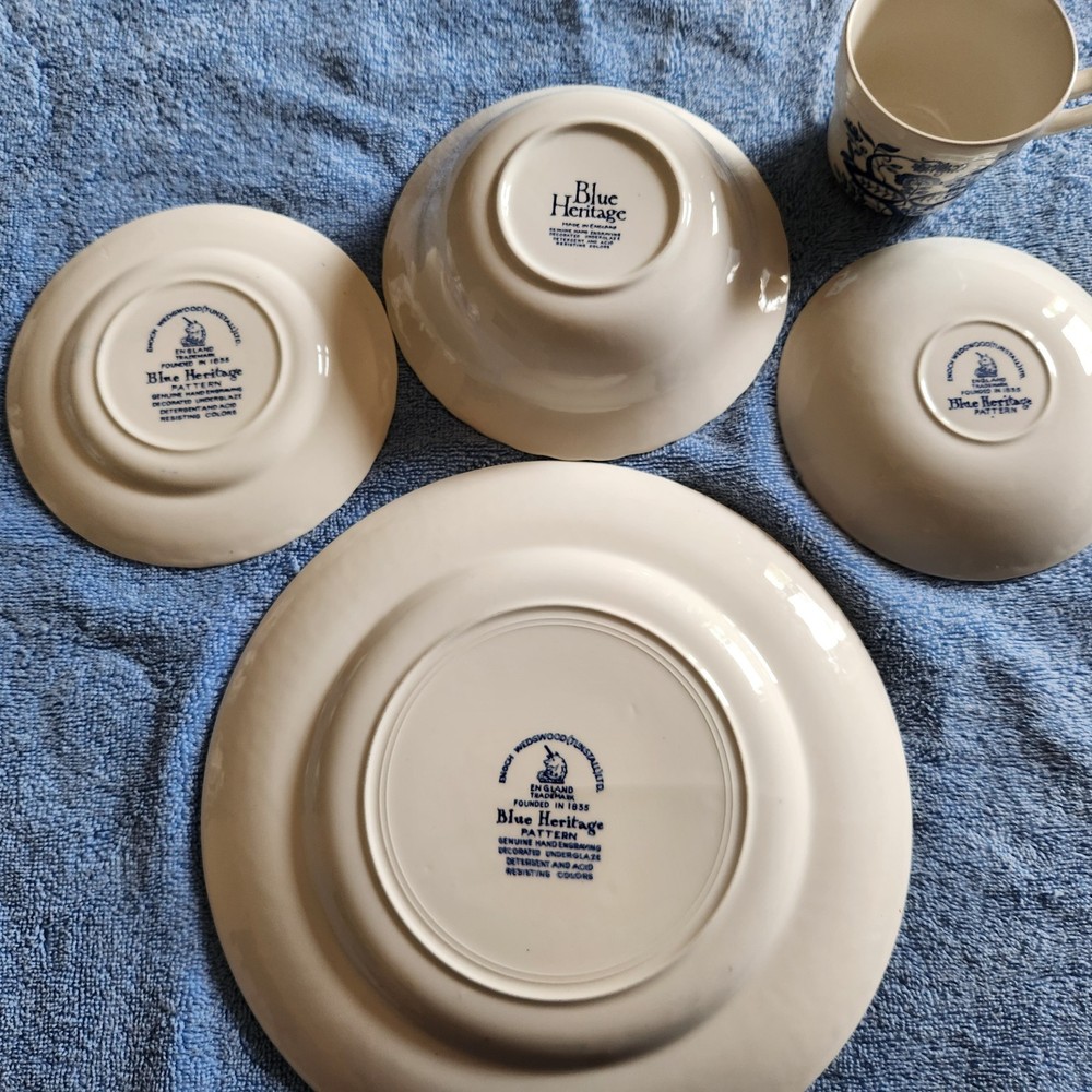 Complete Enoch Wedgewood Blue Heritage Dinnerware