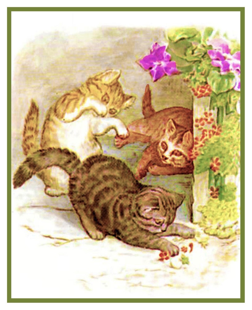 Beatrix Potter Tom Moppet Mittens Kitten Play Counted Cross Stitch Chart Pattern