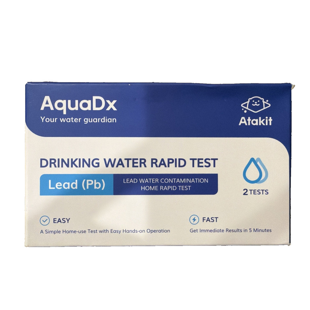 Aquadx (2 Tests) Lead Drinking Water Rapid Test Kit Testing NEW OPEN BOX