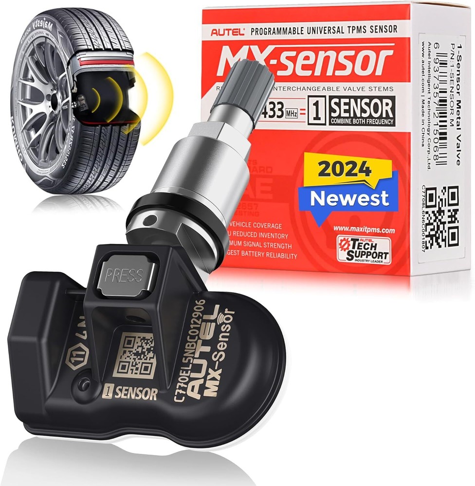 Autel TPMS Sensor 1-Sensor, MX-Sensor 315MHz + 433MHz Metal Valve, Programmable