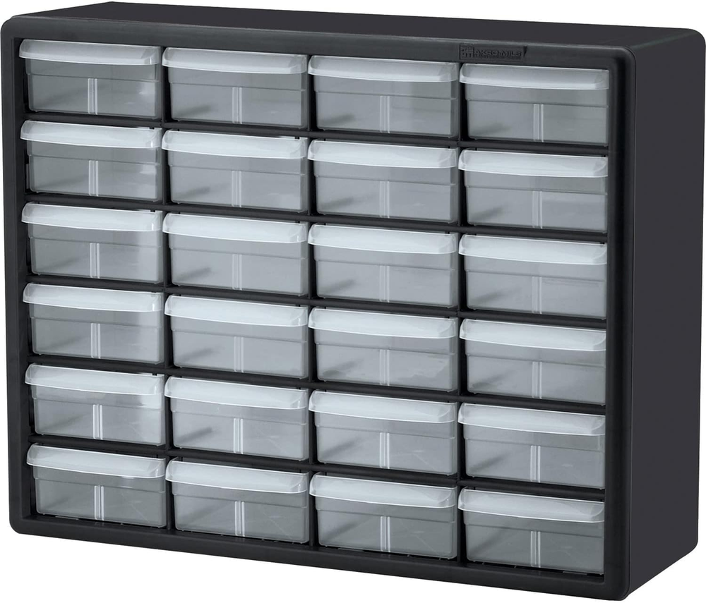 24-Compartment Drawer Bin Hardware Tool Organizer Garage Storage Plastic Cabinet