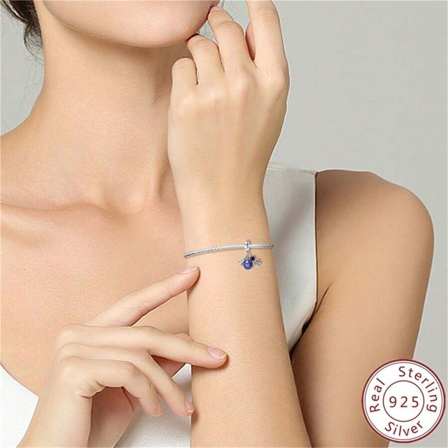 Rocket, Astronaut and Galaxy Blue Space Dangle Charm S925 Sterling Silver