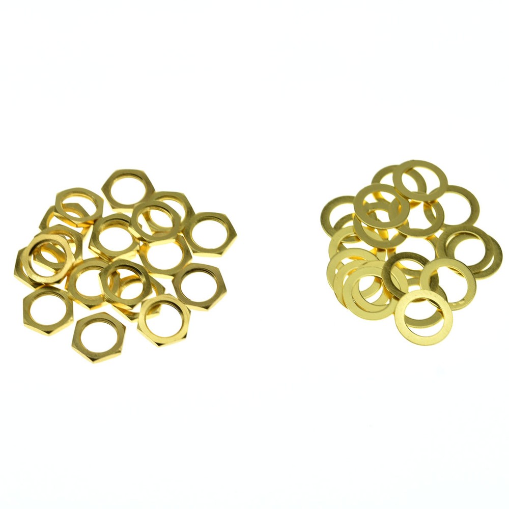 KAISH 20* Guitar Input Output Jack Socket Nuts & Washer Metric Jack Nuts Gold