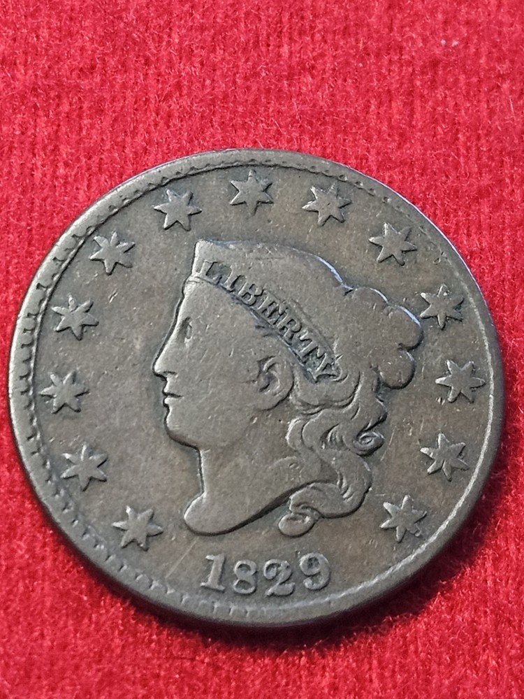 1829 large cent medium letters N-5