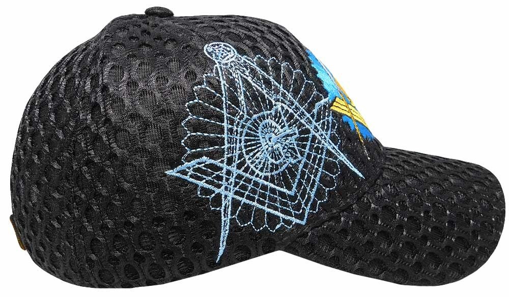 FREEMASON BLACK BLUE MESH MASON MASONIC MASONRY TRUCKER CAP HAT