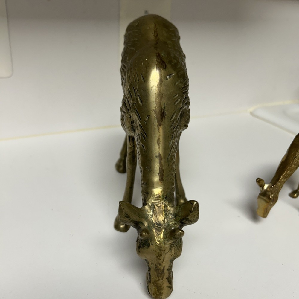 3 Brass Deer figurines 7.5" 4" 4"