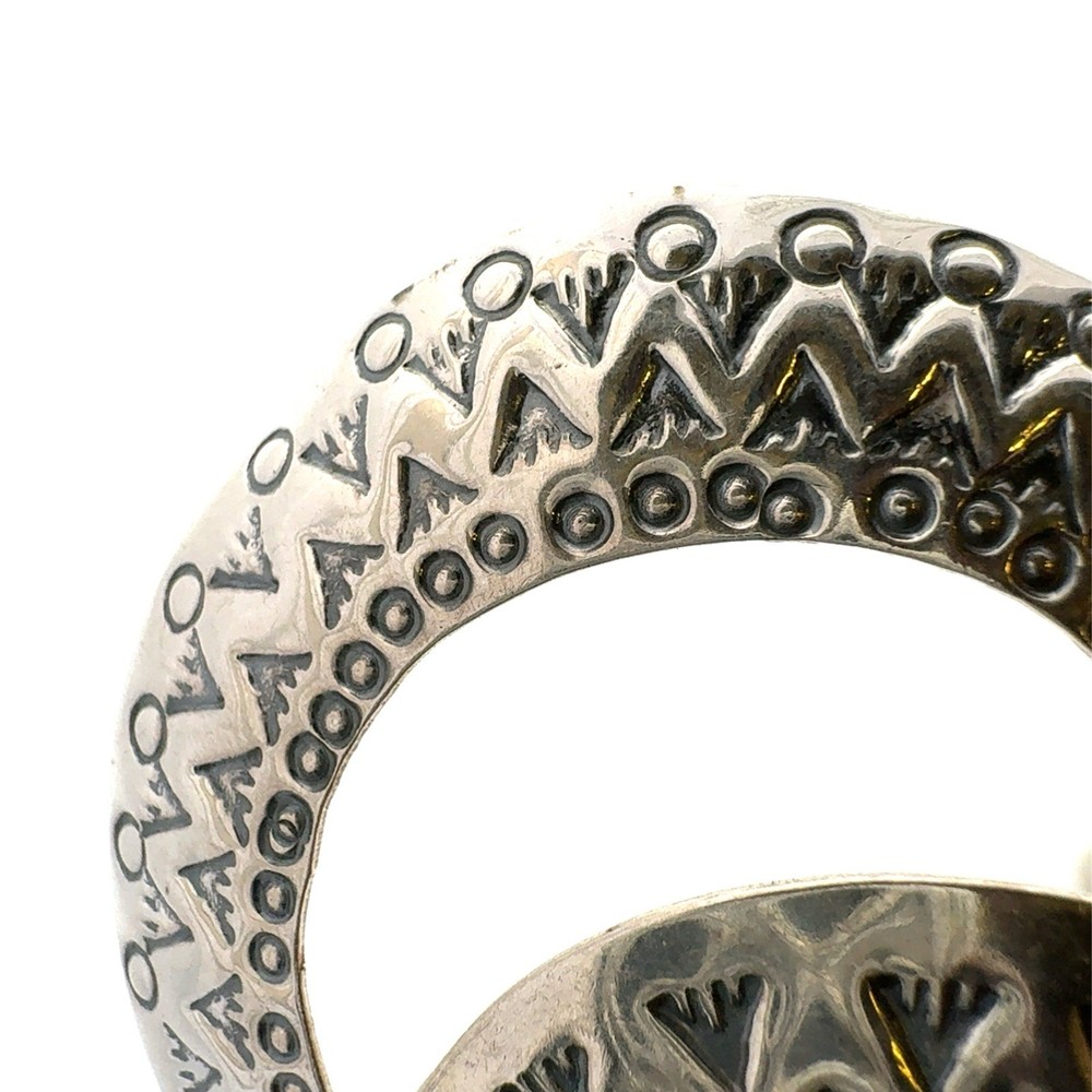 Native American Designer 925 Sterling Silver Etched Circle Statement Earrings