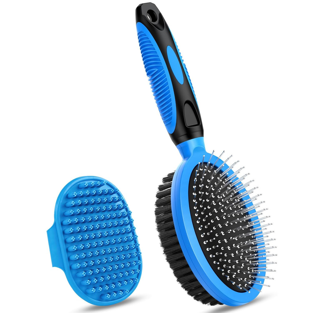 2PCS Pet Grooming Tools - Double-Sided Brush for Shedding and Bathing, Suitable