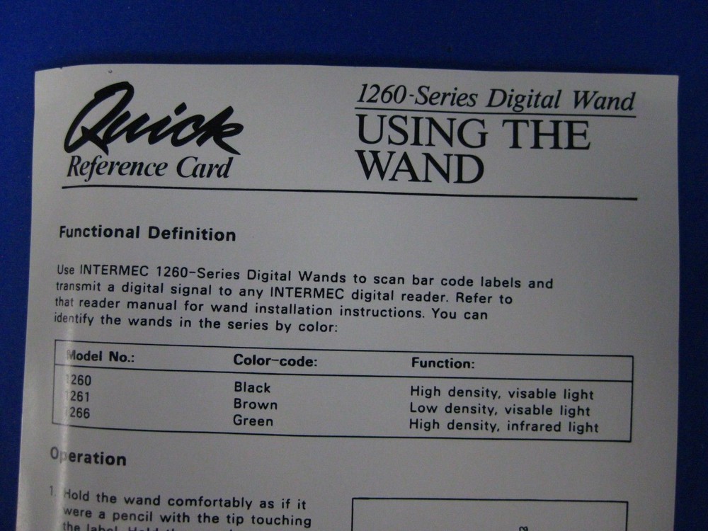 Intermec 1260 Digital Barcode Wand